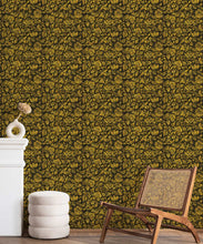 Load image into Gallery viewer, Damask Bloom Wallpaper • Charcoal • Insitu