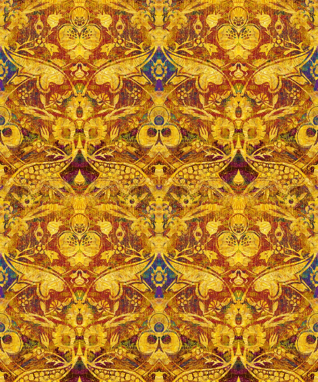 Damask Pomegranate Wallpaper • Golden • Swatch