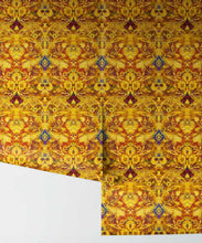 Load image into Gallery viewer, Damask Pomegranate Wallpaper • Golden • Rolls