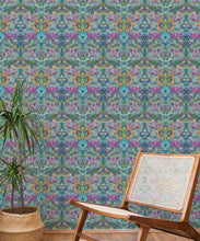 Load image into Gallery viewer, Damask Pomegranate Wallpaper • Jade • Insitu