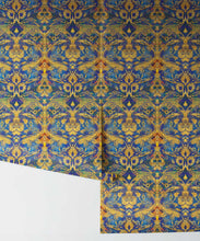 Load image into Gallery viewer, Damask Pomegranate Wallpaper • Lapis • Rolls