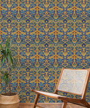 Load image into Gallery viewer, Damask Pomegranate Wallpaper • Lapis • Insitu