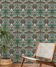 Load image into Gallery viewer, Damask Pomegranate Wallpaper • Pearl • Insitu
