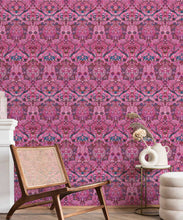 Load image into Gallery viewer, Damask Tulip Wallpaper • Amethyst • Insitu