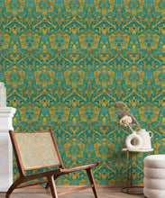 Load image into Gallery viewer, Damask Tulip Wallpaper • Citrine • Insitu