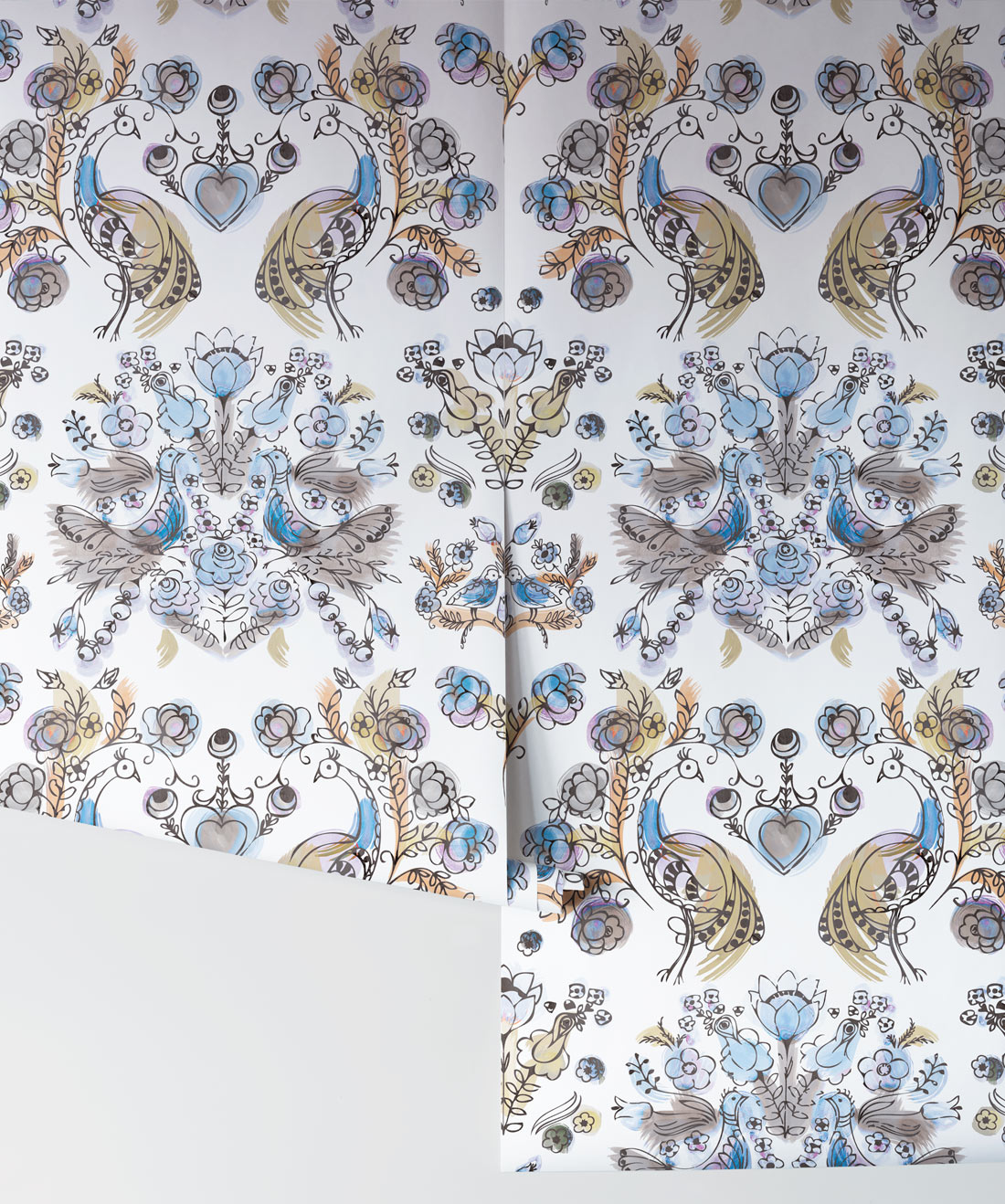Briar Rose in Ming is a watercolor rose wallpaper