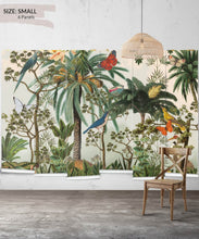 Load image into Gallery viewer, Heritage Jungle Mural • Tropical Jungle Animal Wallpaper • Small Insitu