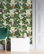 Load image into Gallery viewer, Magnolia Bloom Wallpaper • Floral White Magnolias • Insitu