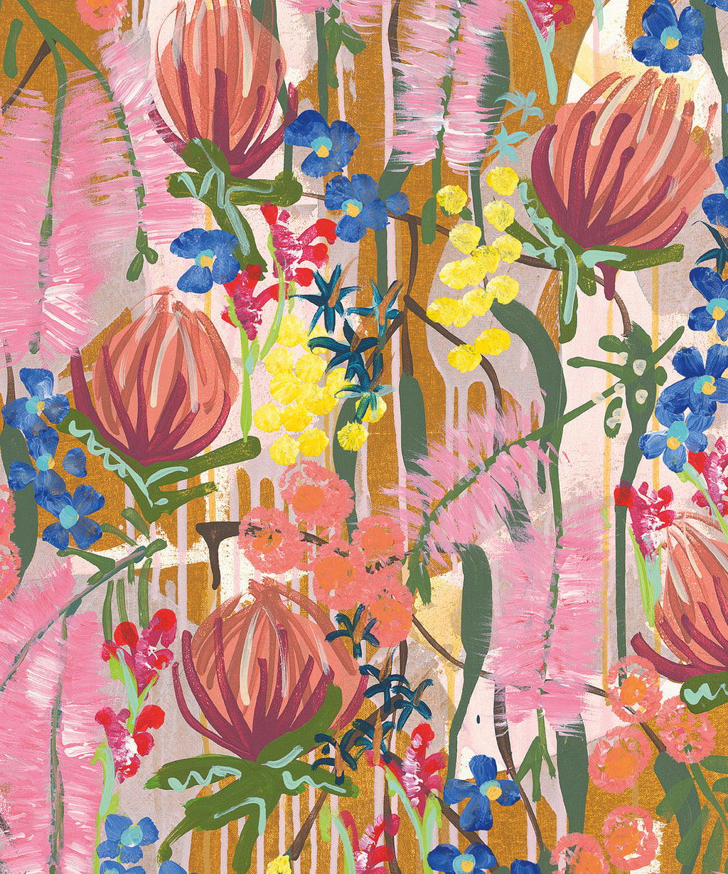 Acacia Wallpaper • Colorful Floral Wallpaper • Tiff Manuell • Abstract Expressionist Wallpaper • Swatch