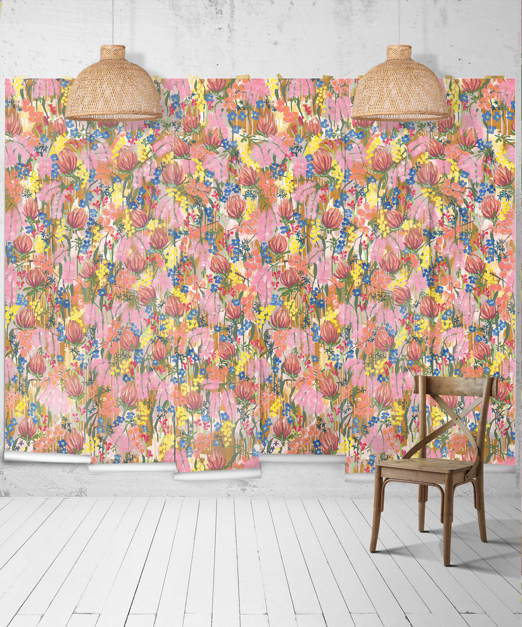 Acacia Wallpaper • Colorful Floral Wallpaper • Tiff Manuell • Abstract Expressionist Wallpaper • Insitu