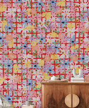 Load image into Gallery viewer, Bees Knees Wallpaper • Tiff Manuell • Colorful Geometric Wallpaper • insitu with table