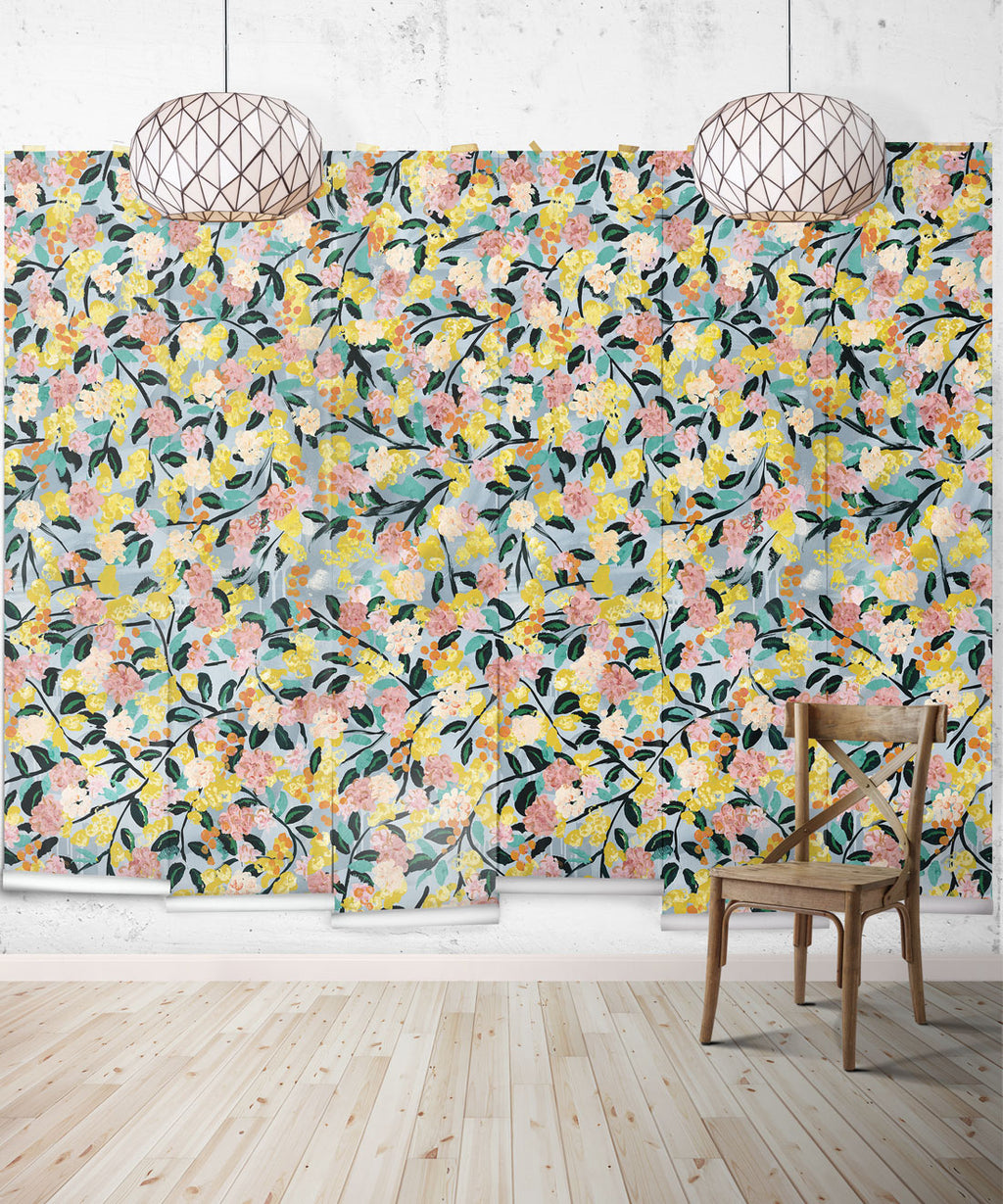 Blossom Wallpaper • Colorful Floral Wallpaper • Tiff Manuell • Abstract Expressionist Wallpaper • Insitu