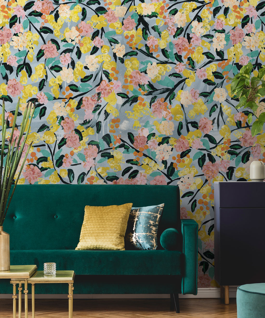 Blossom Wallpaper • Colorful Floral Wallpaper • Tiff Manuell • Abstract Expressionist Wallpaper • Insitu Close Up