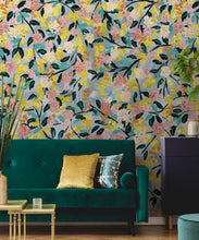 Load image into Gallery viewer, Blossom Wallpaper • Colorful Floral Wallpaper • Tiff Manuell • Abstract Expressionist Wallpaper • Insitu Close Up