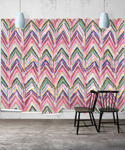 Load image into Gallery viewer, Crossroads Wallpaper • Colorful Painterly Wallpaper • Tiff Manuell • Chevron Wallpaper • Wide Insitu