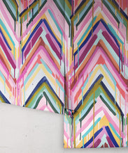 Load image into Gallery viewer, Crossroads Wallpaper • Colorful Painterly Wallpaper • Tiff Manuell • Chevron Wallpaper • Rolls