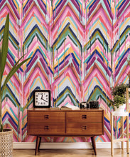 Load image into Gallery viewer, Crossroads Wallpaper • Colorful Painterly Wallpaper • Tiff Manuell • Chevron Wallpaper • Close Up Insitu