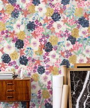 Load image into Gallery viewer, Garden State Wallpaper • Colorful Floral Wallpaper • Tiff Manuell • Abstract Expressionist Wallpaper • Close Up Insitu