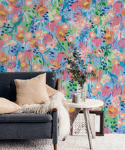 Load image into Gallery viewer, Love Club Wallpaper • Tiff Manuell • Colorful Floral Wallpaper • Insitu With table
