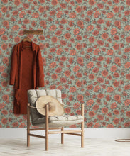 Load image into Gallery viewer, Waratah Wallpaper • Eloise Short • Vintage Floral Wallpaper • Granny Chic Wallpaper • Grandmillennial Style Wallpaper • Green • Insitu