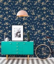 Load image into Gallery viewer, Wattle Wallpaper • Blue • Insitu