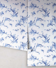 Load image into Gallery viewer, Wattle Wallpaper • Blue &amp; White • Roll