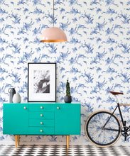 Load image into Gallery viewer, Wattle Wallpaper • Blue &amp; White • Insitu
