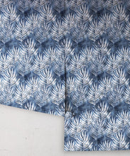 Load image into Gallery viewer, Blue Indigo Shibori Leaf Wallpaper