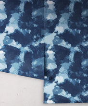 Load image into Gallery viewer, Autumn Path Wallpaper Indigo Blue • Shibori Abstract • Wallpaper Rolls