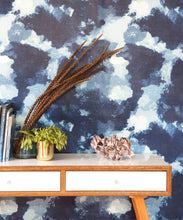 Load image into Gallery viewer, Autumn Path Wallpaper Indigo Blue • Shibori Abstract • Insitu