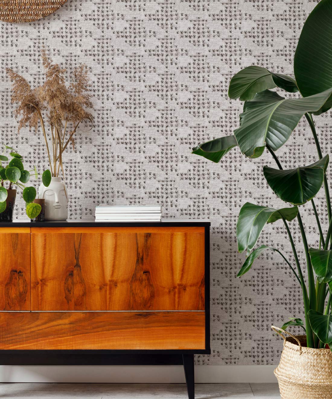 Barre Reversed Wallpaper • Shibori • Char • Insitu