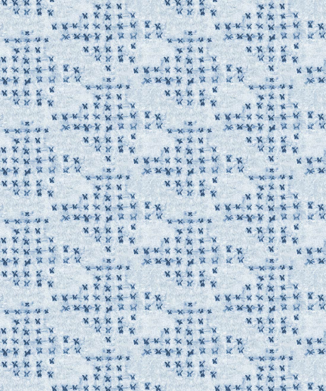 Barre Reversed Wallpaper • Hand Stitched geometric • Shibori • Indigo • Swatch