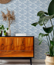 Load image into Gallery viewer, Barre Reversed Wallpaper • Shibori • Indigo • Insitu