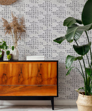 Load image into Gallery viewer, Barre Reversed Wallpaper • Shibori • Silver • Insitu