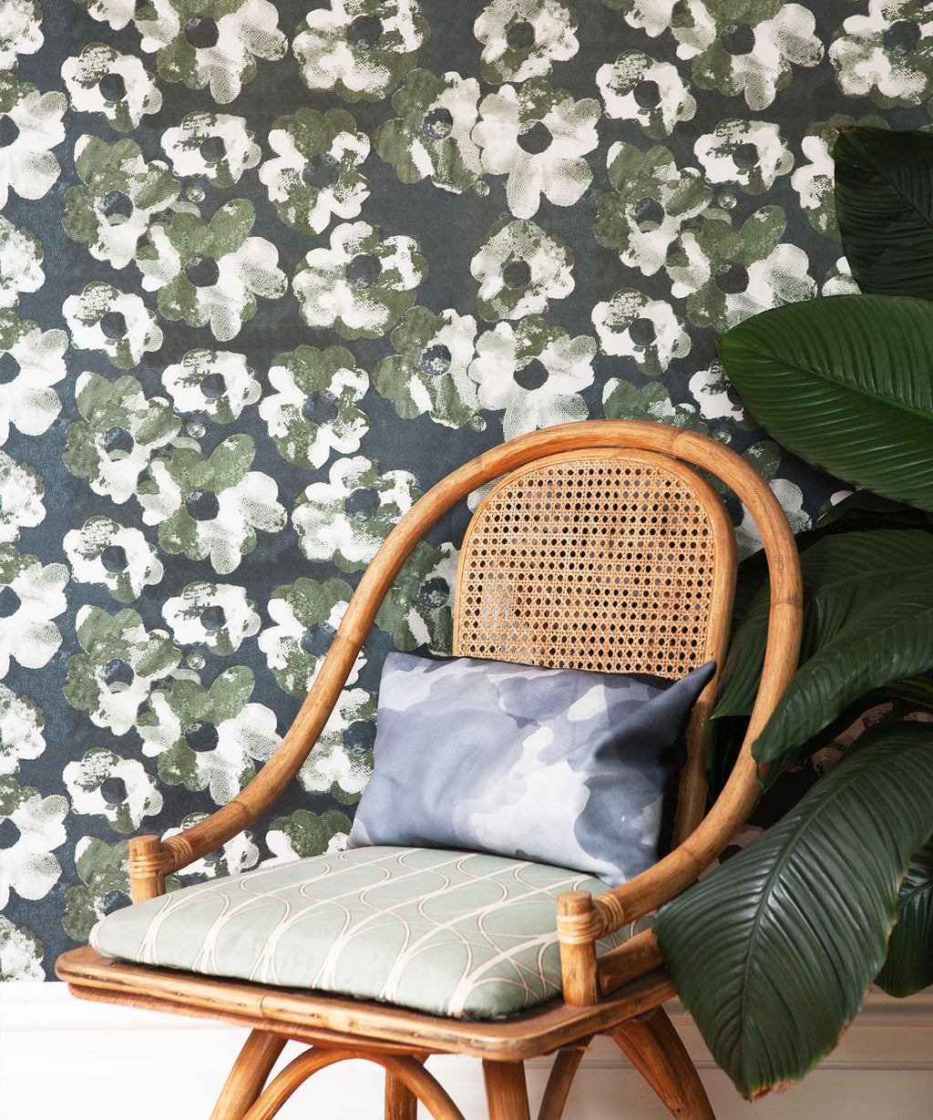 Cherry Blossom Wallpaper Night • Shibori Floral • Insitu Night