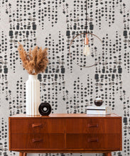 Load image into Gallery viewer, Love Notes Wallpaper • Shibori • Charcoal • Insitu