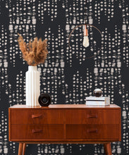 Load image into Gallery viewer, Love Notes Wallpaper • Shibori • Charcoal Reversed • Insitu