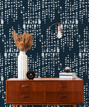 Load image into Gallery viewer, Love Notes Wallpaper • Shibori • Indigo Reversed • Insitu