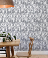 Load image into Gallery viewer, Shibori Paisley Wallpaper • Shibori • Silver • Insitu