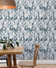 Load image into Gallery viewer, Shibori Paisley Wallpaper • Shibori • Washed Denim • SwatchShibori Paisley Wallpaper • Shibori • Washed Denim • Insitu