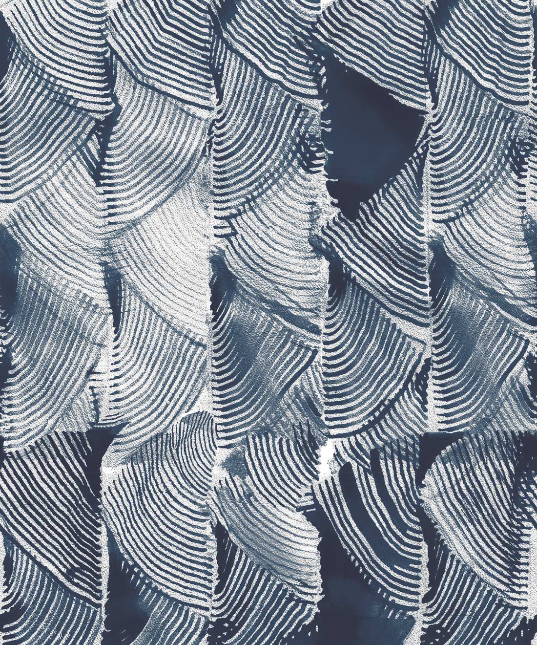 Tassel Fern Wallpaper • Modern Tie-Dye • Shibori • Indigo • Swatch