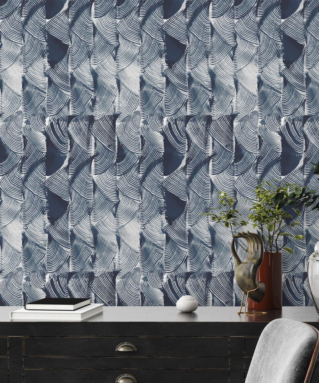 Tassel Fern Wallpaper • Shibori • Indigo • Insitu
