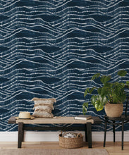 Load image into Gallery viewer, Vista Wallpaper • Shibori • Indigo Reversed • Insitu