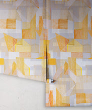Load image into Gallery viewer, Chimera Wallpaper by Simcox • Color Yellow • Abstract Wallpaper • Geometric Wallpaper • rolls