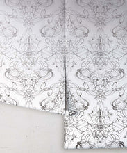Load image into Gallery viewer, Menna Wallpaper by Simcox • Color black and white • Contemporary Wallpaper • rolls