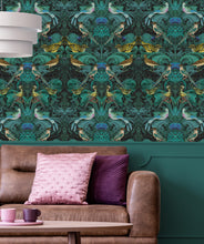 Load image into Gallery viewer, Birdlife in Blue a modern baroque wallpaper