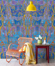 Load image into Gallery viewer, Camoufleur Wallpaper • Coral • Blue Purple Wallpaper • Abstract Wallpaper insitu
