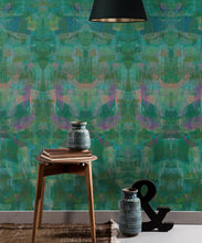 Load image into Gallery viewer, Camoufleur Wallpaper • Jungle • Green Purple Wallpaper • Abstract Wallpaper insitu