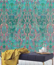 Load image into Gallery viewer, Camoufleur Wallpaper • Rainforest • Teal Wallpaper • Abstract Wallpaper insitu
