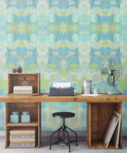 Load image into Gallery viewer, Camoufleur Wallpaper • Turquoise • Blue Yellow Wallpaper • Abstract Wallpaper insitu